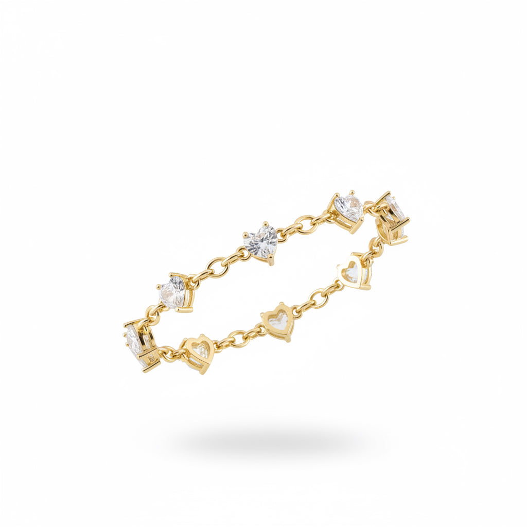 Cc + Diamond Heart Bracelet Set