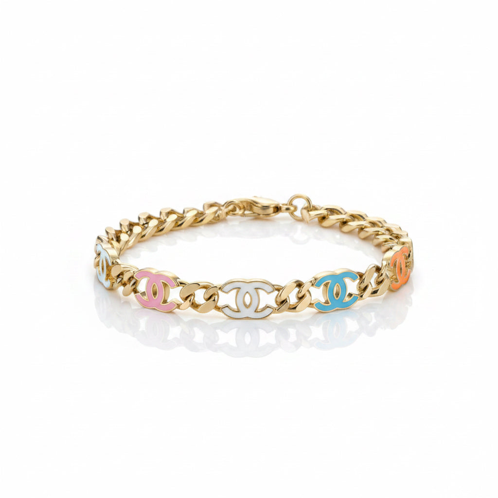 Cc + Diamond Heart Bracelet Set