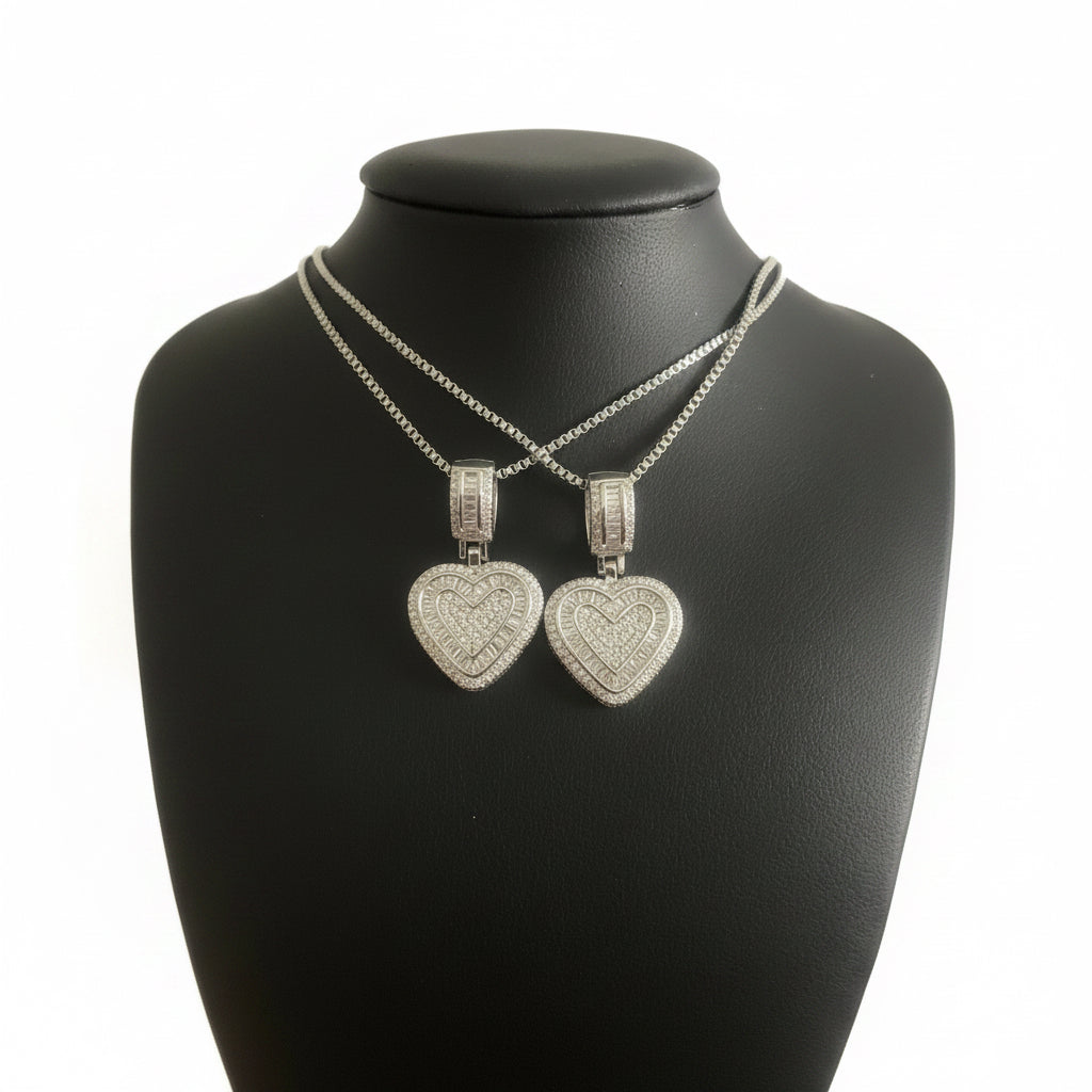 Diamond Crushed Heart Necklace