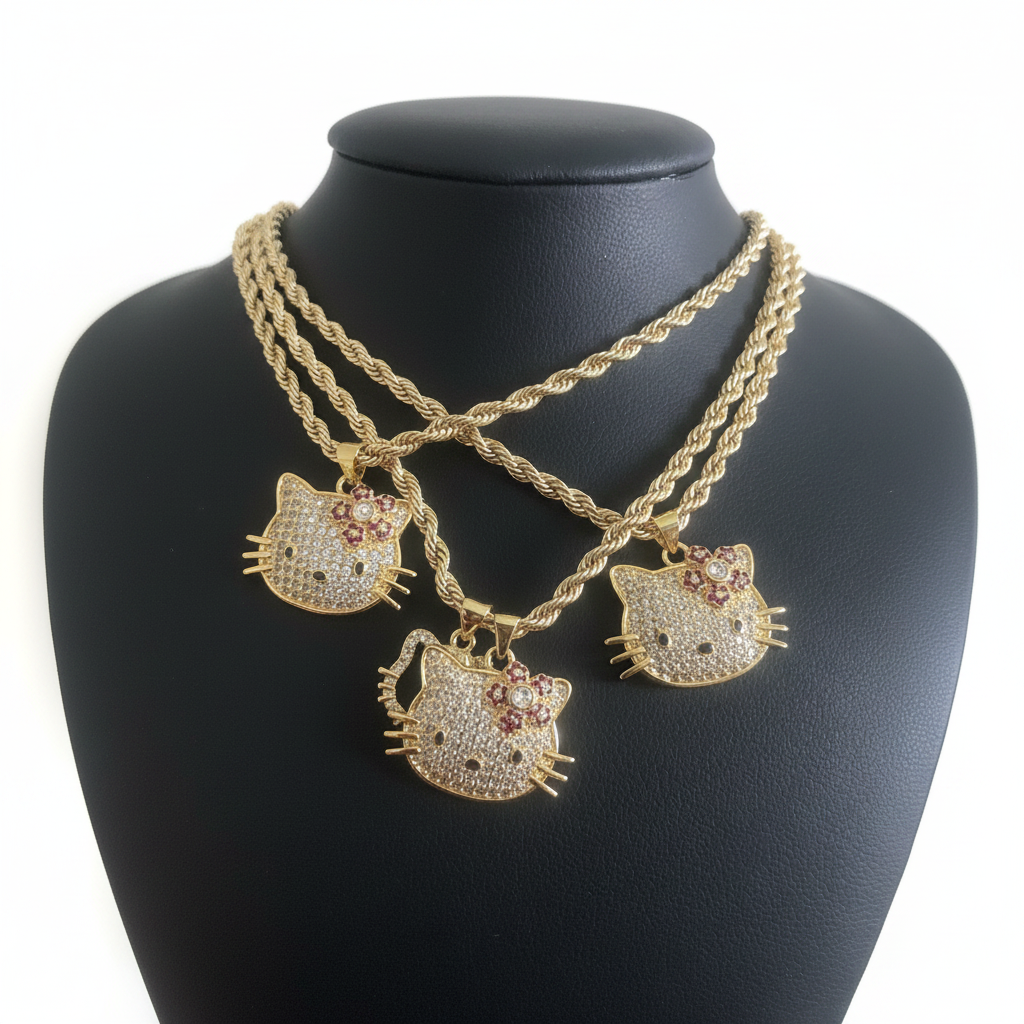 Hello Kitty Face Necklace