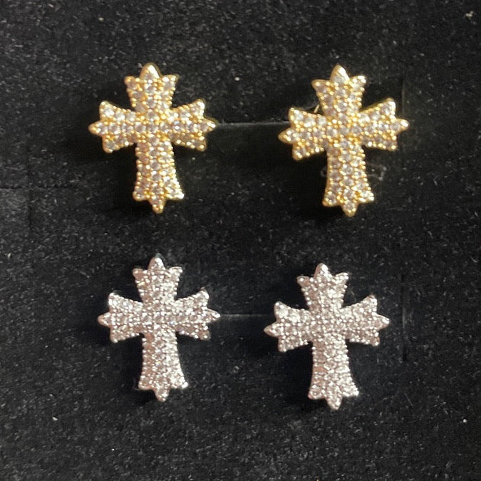 Gold Cross Earrings
